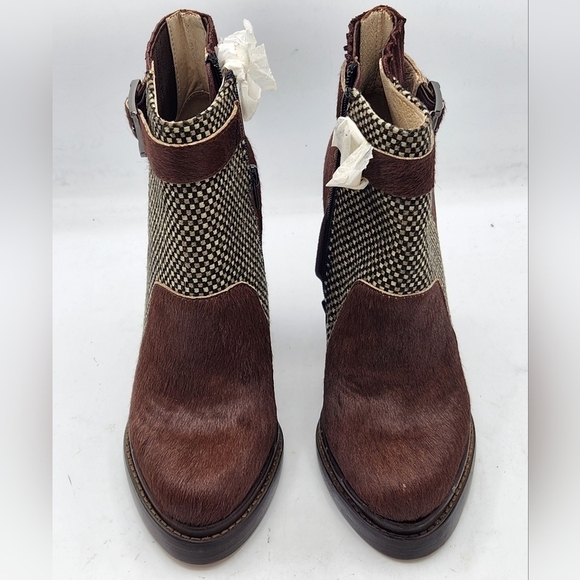 Custo Barcelona Pony-Style Calfskin Ankle Boots In Brown and Grey Size 38 - Picture 3 of 16